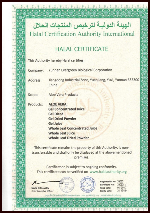 HALAL认证证书
